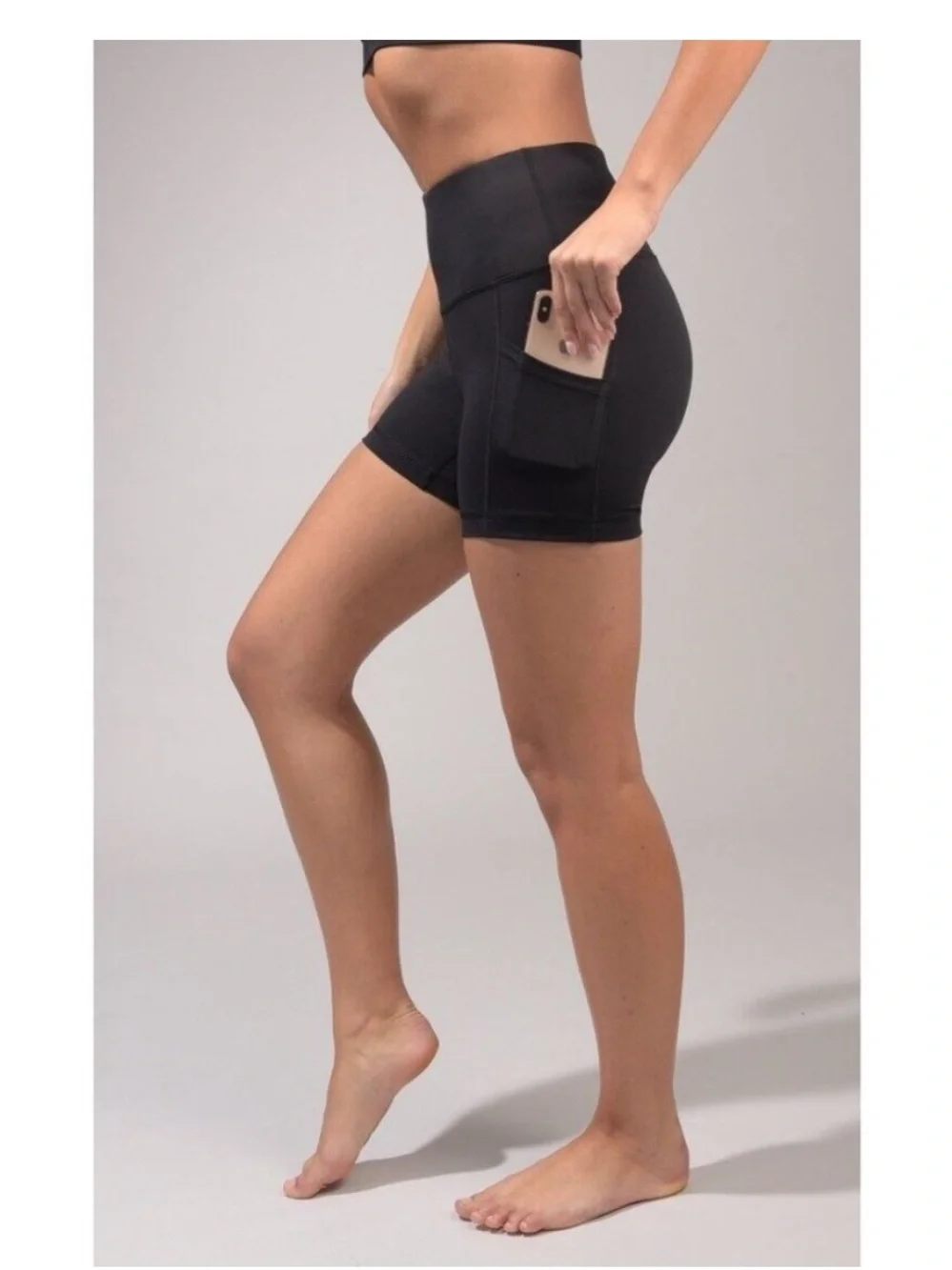 🖤5/$25 BLACK Yogalishious high -Waist Black Women’s Active Shorts xs pockets